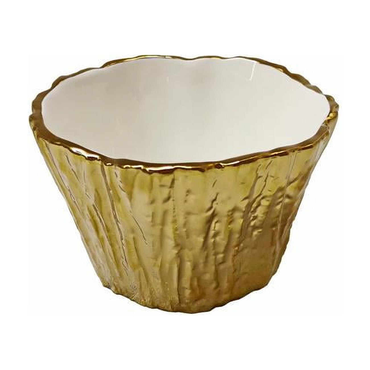 Picture of Jiallo 69001 5 in. Botanic Porcelain Tree Bark Bowl, Gold