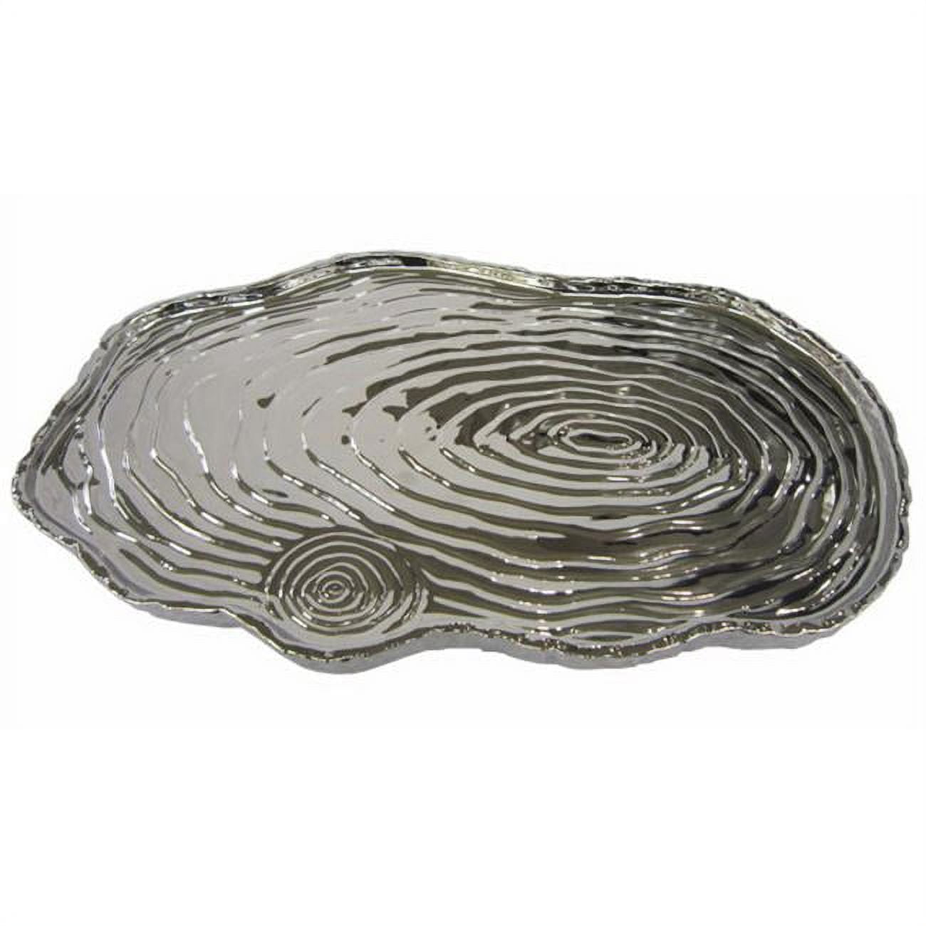 Picture of Jiallo 69112 16 x 10 in. Botanic Porcelain Tree Bark Tray, Silver