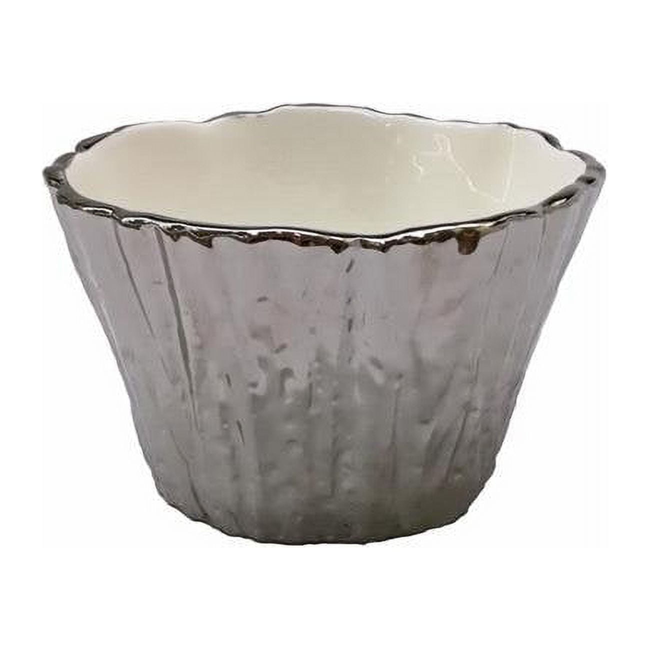 Picture of Jiallo 69101 5 in. Botanic Porcelain Tree Bark Bowl, Silver