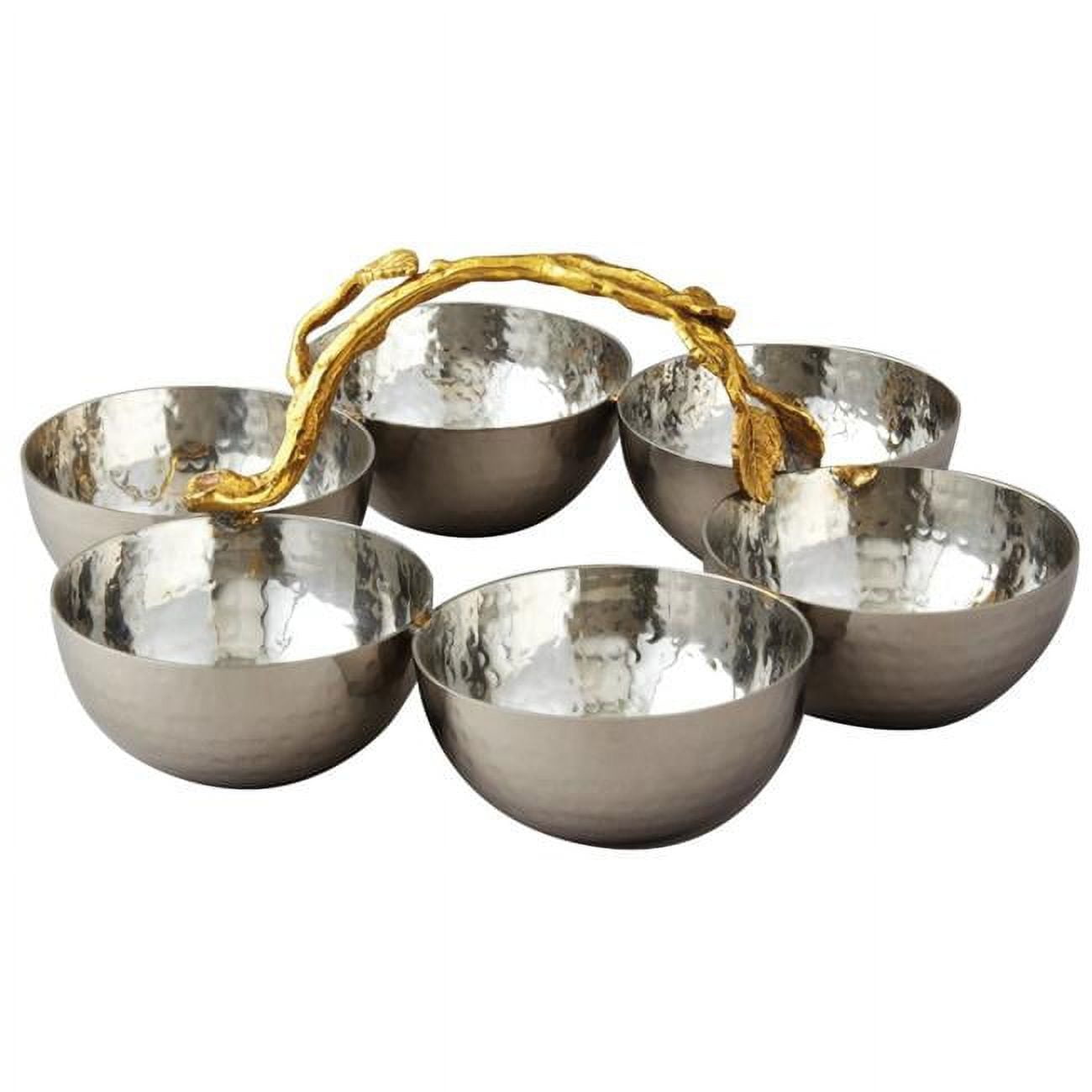 Picture of Jiallo 70046 Gilt Leaf Stainless Steel Bowl Server, Hammered - Set of 6