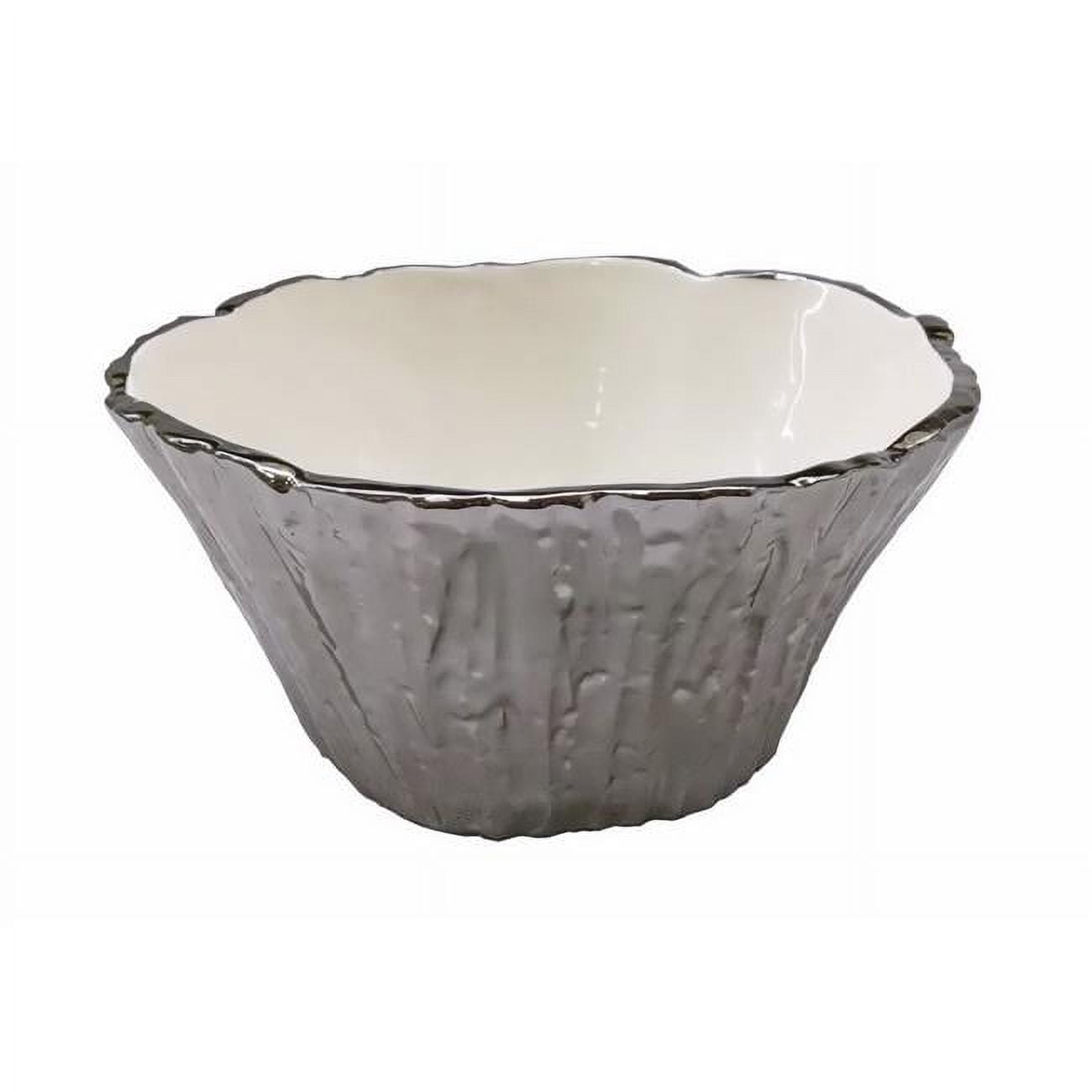 Picture of Jiallo 69102 8 in. Botanic Porcelain Tree Bark Bowl, Silver