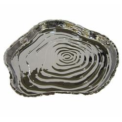 Picture of Jiallo 69110 8.75 x 8 in. Botanic Porcelain Tree Bark Tray, Silver