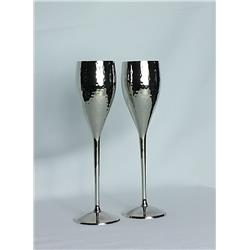 Picture of Jiallo 72697 9 in. 2.25 in. Dia. Pair of Hammered Flute Goblets