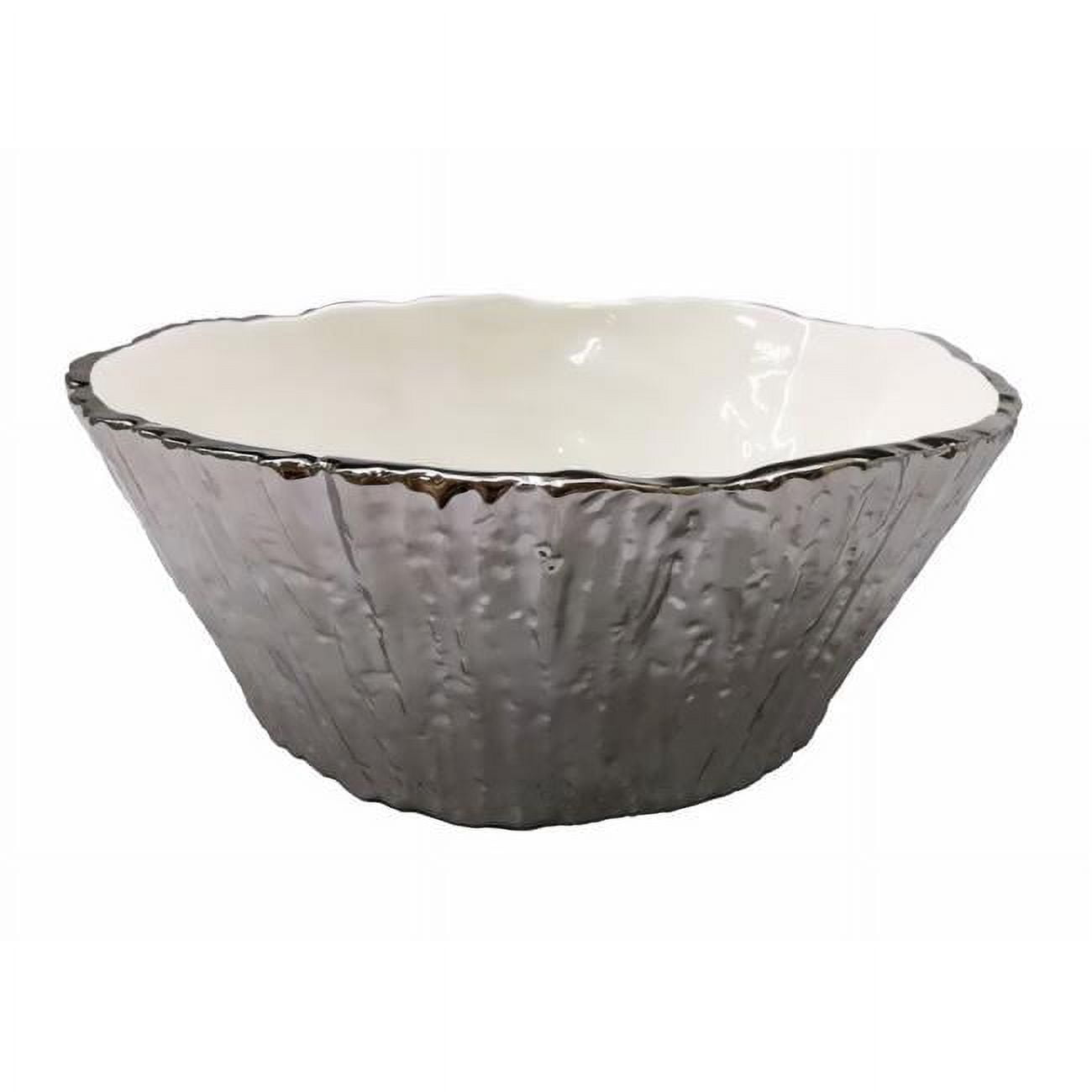 Picture of Jiallo 69103 10.5 in. Botanic Porcelain Tree Bark Bowl, Silver