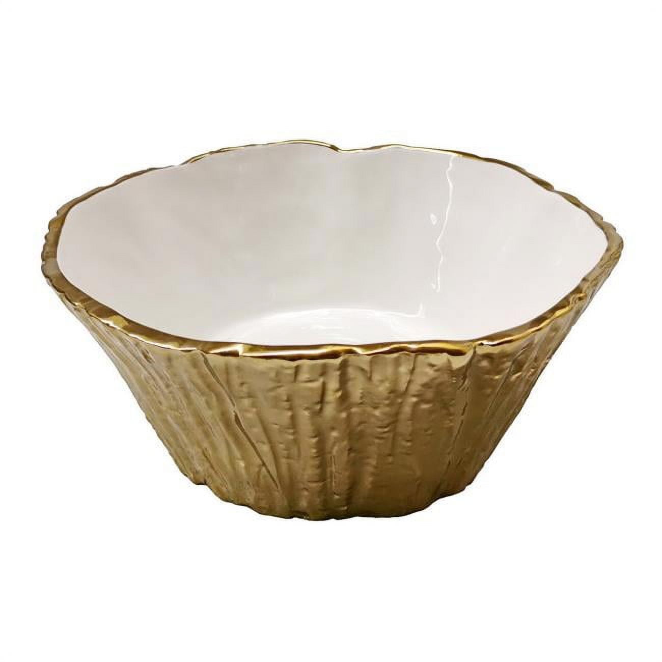 Picture of Jiallo 69003 10.5 in. Botanic Porcelain Tree Bark Bowl, Gold