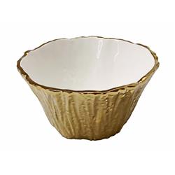 Picture of Jiallo 69002 8 in. Botanic Porcelain Tree Bark Bowl, Gold