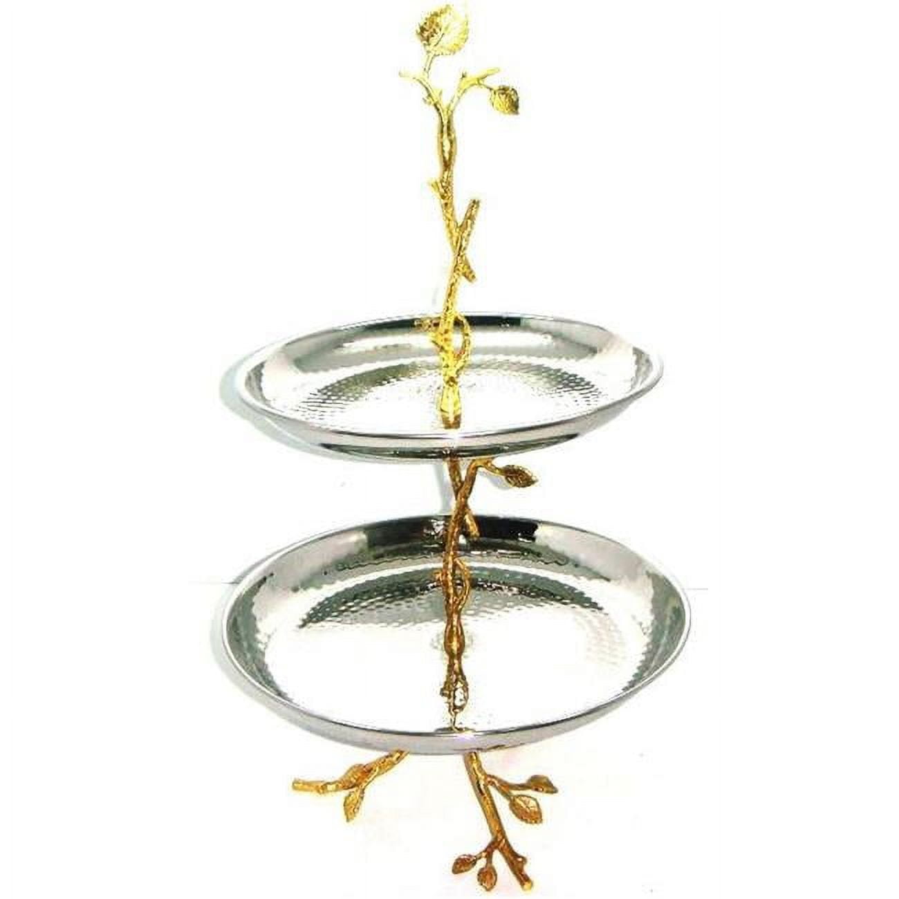 Picture of Jiallo 70032 Gilt Leaf 2-Tier Tray