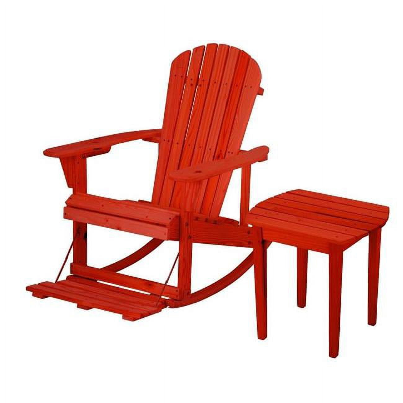 Picture of Best Desu 2007RD-R1ET1 Zero Gravity Collection Red Adirondack Rocking Chair with Built-in Footrest