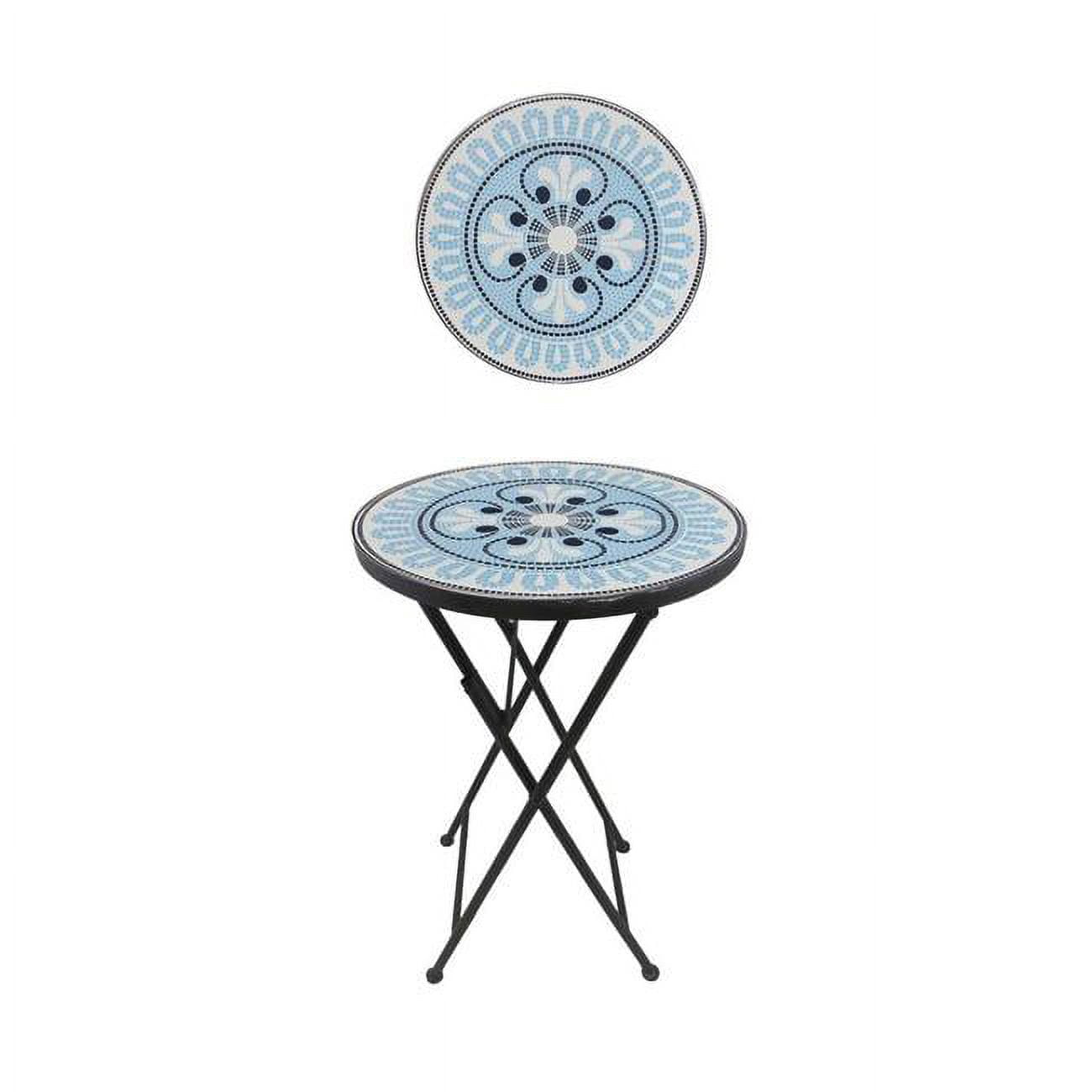 Picture of Best Desu 2130B Mosaic Art Collection Pansies Blue Accent Table