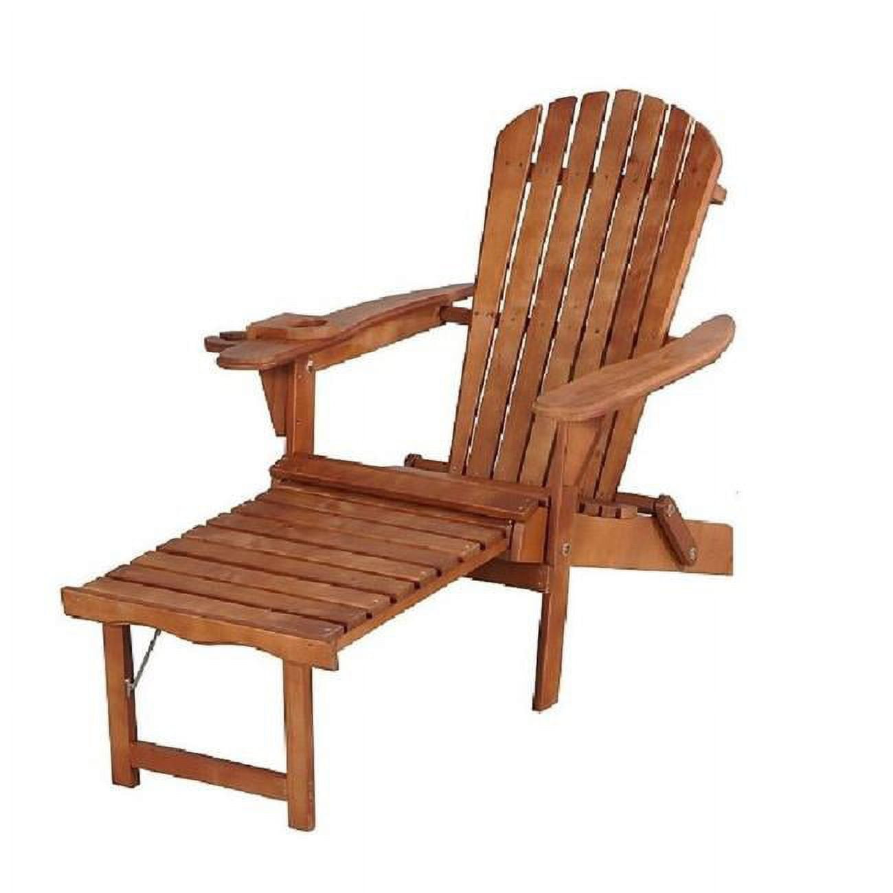 Picture of Best Desu 2005WN Oceanic Collection Adirondack Chaise Lounge Chair Foldable, cup and glass holder, built in ottoman