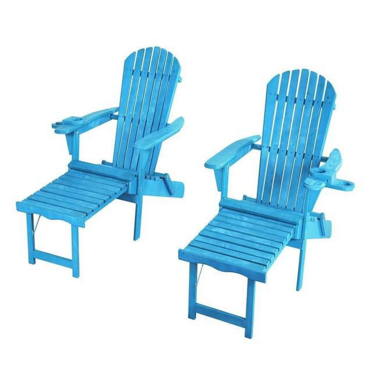 Picture of Best Desu 2005SB-CL2 Oceanic Collection Adirondack Chaise Lounge Chair Foldable, cup and glass holder, built in ottoman, Set of 2