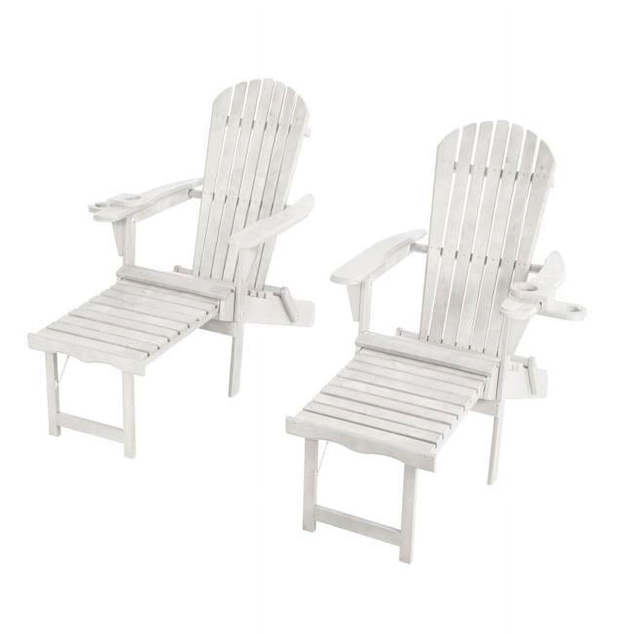 Picture of Best Desu 2005WT-CL2 Oceanic Collection Adirondack Chaise Lounge Chair Foldable, cup and glass holder, built in ottoman, Set of 2