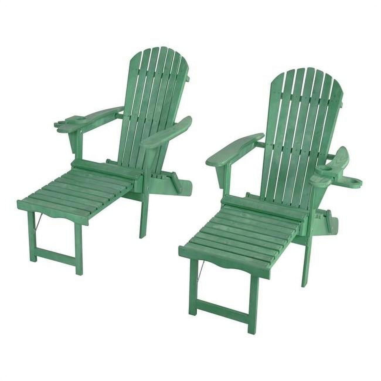 Picture of Best Desu 2005GS-CL2 Oceanic Collection Adirondack Chaise Lounge Chair Foldable, cup and glass holder, built in ottoman, Set of 2