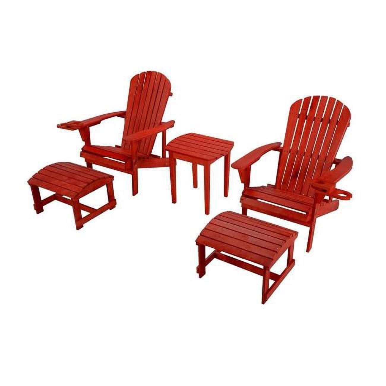 Picture of Best Desu 2101RD-CH2OT2ET Earth Collection Adirondack Chair with phone and cup holder (2 Chairs, 2 Ottoman and End table set)