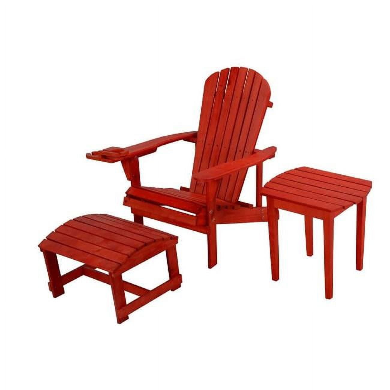 Picture of Best Desu 2101RD-CHOTET Earth Collection Adirondack Chair with phone and cup holder (Chair, Ottoman and End table set)