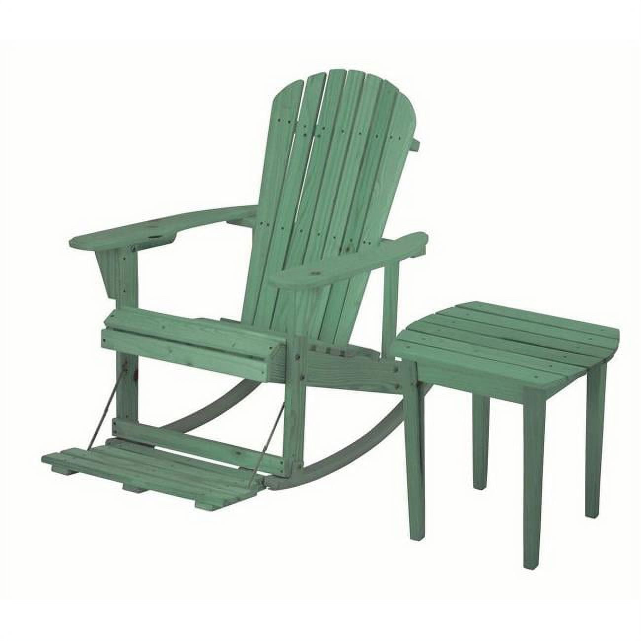 Zero Gravity Collection Sea Green Adirondack Rocking Chair with Built-in Footrest