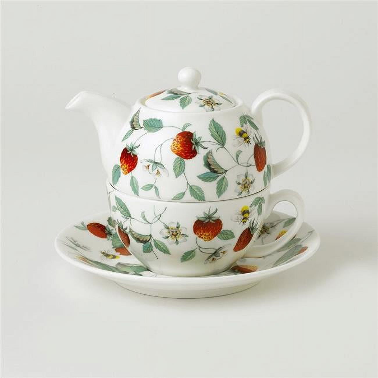 Picture of Roy Kirkham ER3002 Tea for One Teapot with Tea Cup and Saucer - Alpine Strawberry