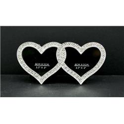 Picture of ACE AC-X8846 Rhinestone Bead Encrusted Two Hearts become one&#44; 2.5&apos; X 2&apos; Photo Frame