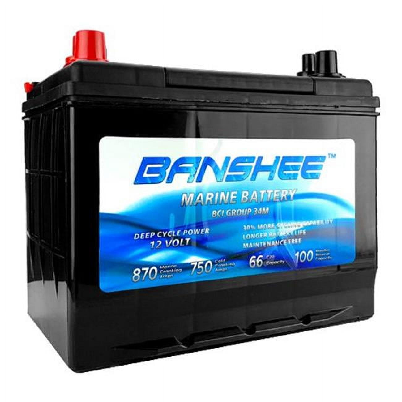 Picture of Banshee 34M-Banshee-104 12V 34 Fits Marine RV Trolling Motor Dual Purpose Battery - Group Size 24