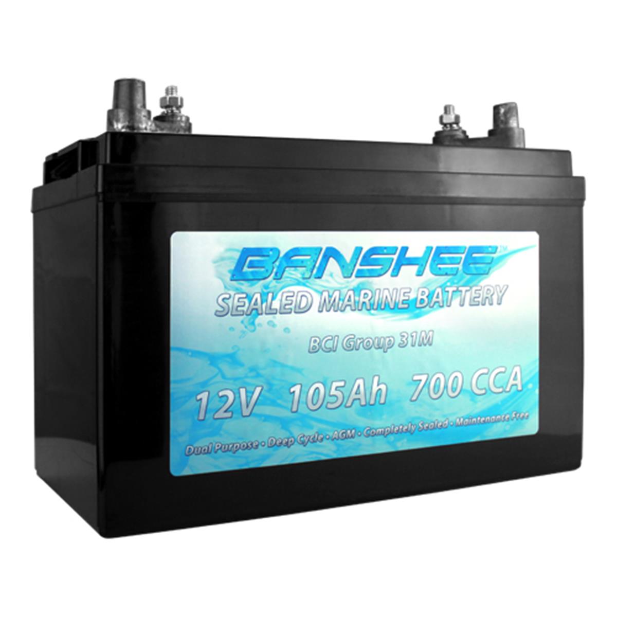 Picture of Banshee 31M-AGM-Banshee-03 BCI No. 31 Marine Starting & Deep Cycle Dual Terminal Sealed AGM Battery