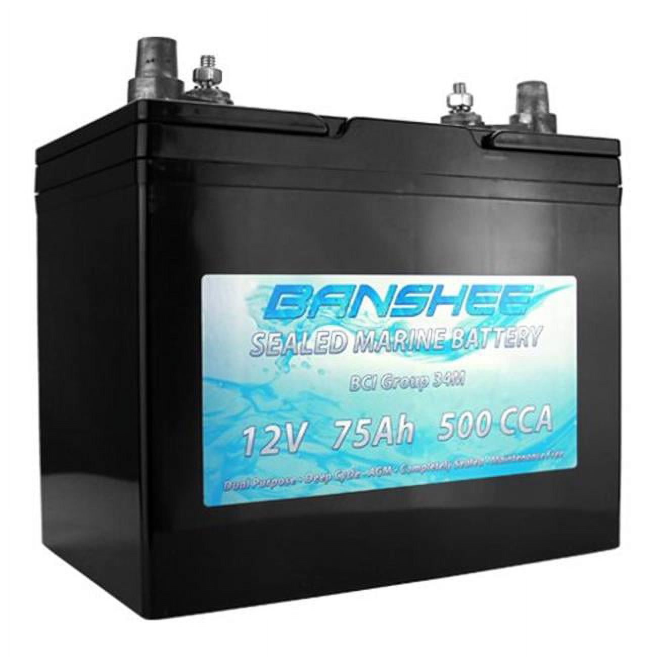 Picture of Banshee 34M-AGM-Banshee-03 BCI No. 34 Marine Starting & Deep Cycle Dual Terminal Sealed AGM Battery