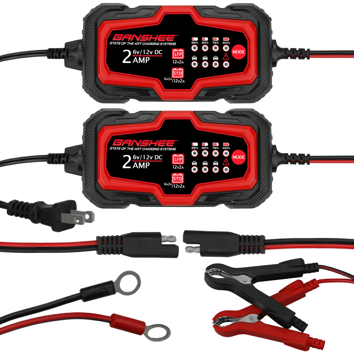BD03-Z2.0A-D1-2Pack-10 6-12V Automatic Maintainer Trickle Float 2A Battery Charger for Motorcycle Car, Pack of 2