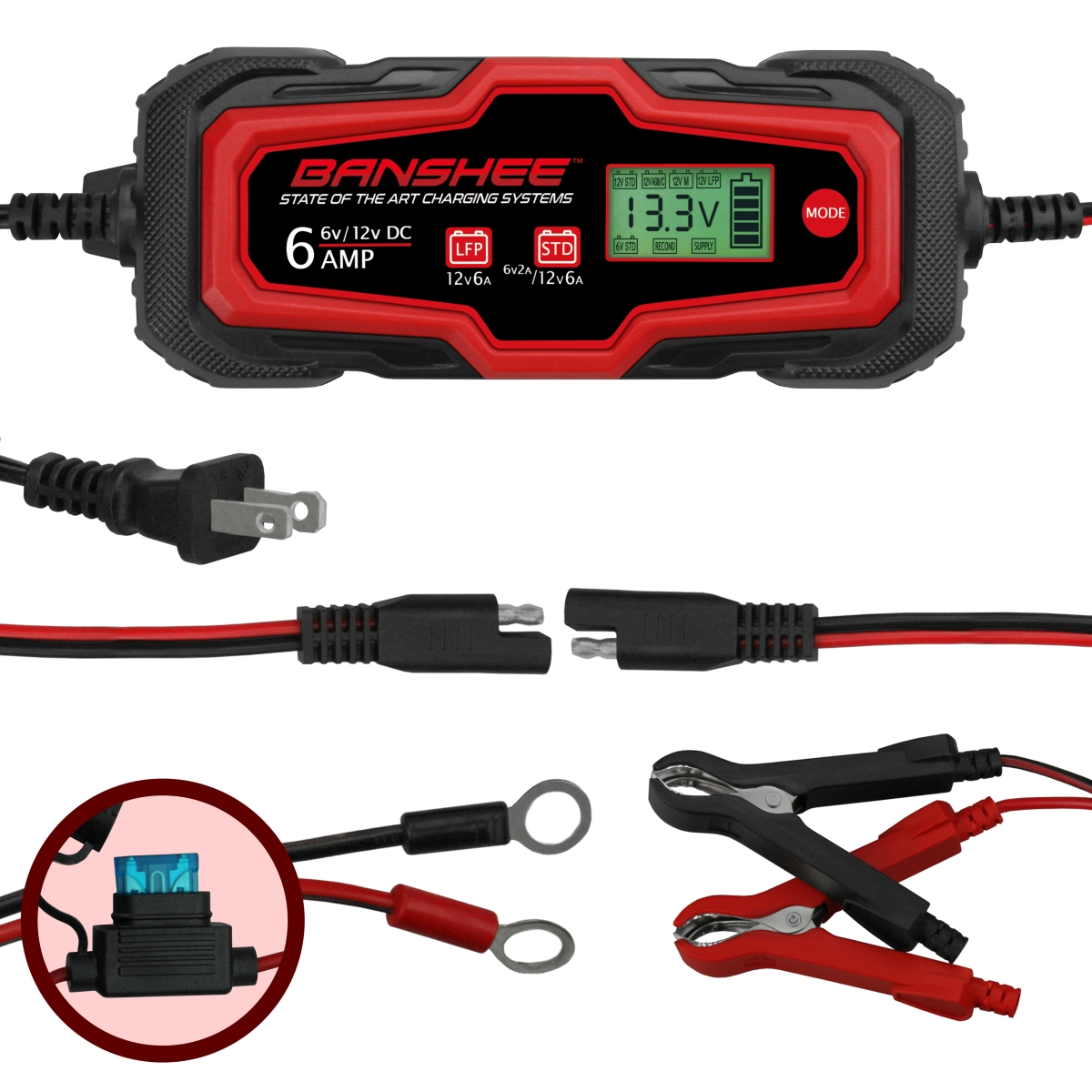 Picture of Banshee BD03-Z6.0A-P5 6-12V 6A Car & Motorcycle Battery Smart Charger with Maintainer & Reconditioner-Desulfator