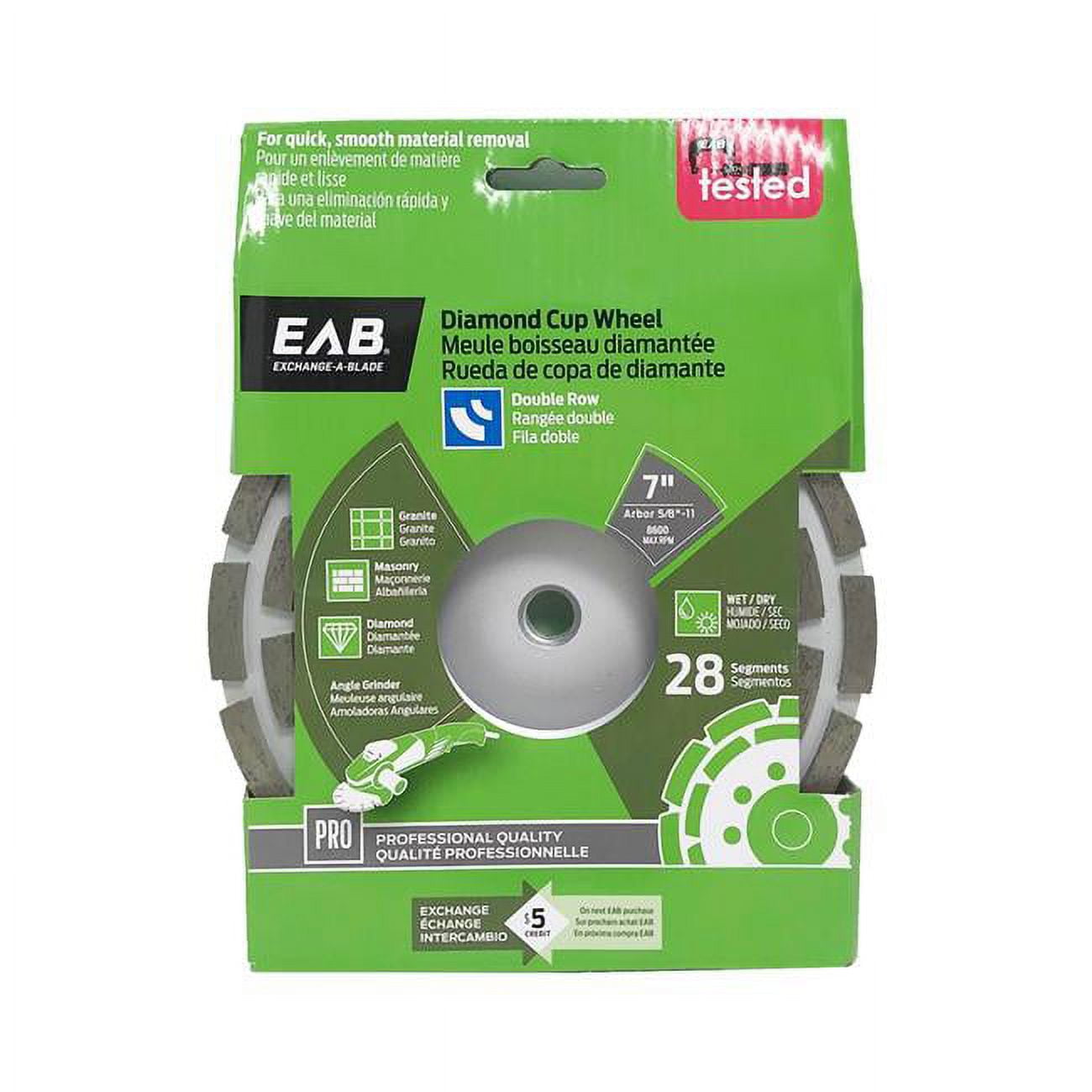 Picture of Exchange-A-Blade 3110562 7 in. Grinding & Finishing Specialty Cup Wheel Segmented Double Row Professional Abrasive - Recyclable Exchangeable