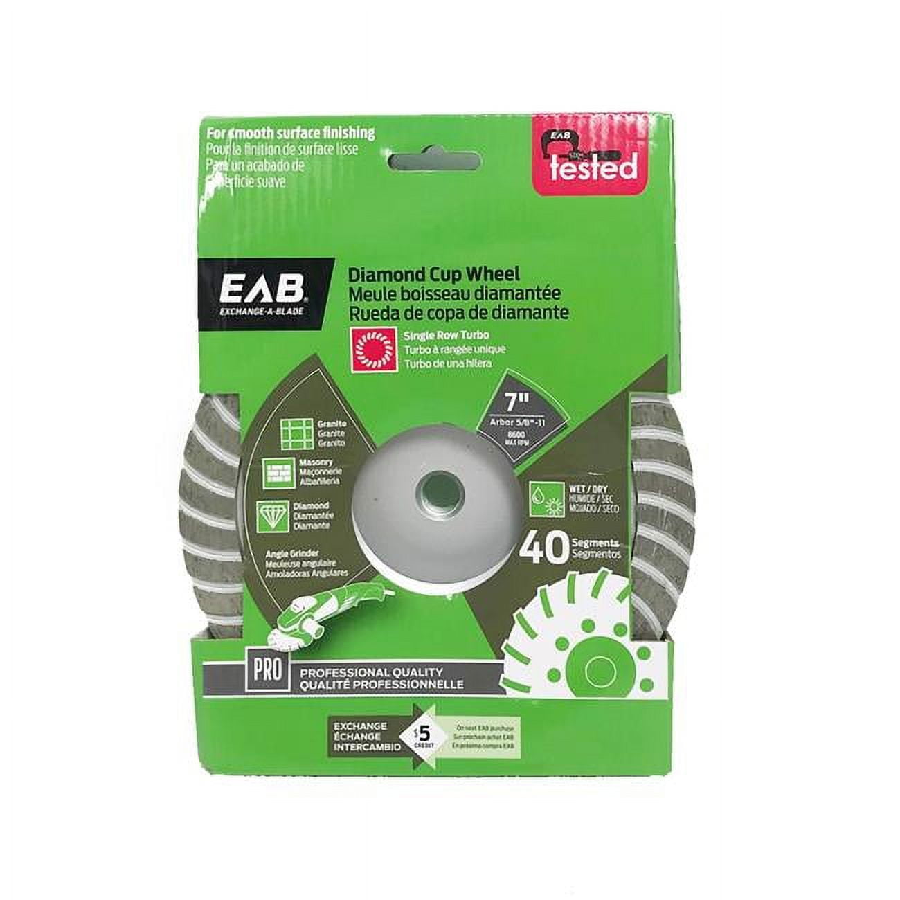 Picture of Exchange-A-Blade 3110572 7 in. Grinding & Finishing Specialty Cup Wheel Turbo Single Row Professional Abrasive - Recyclable Exchangeable