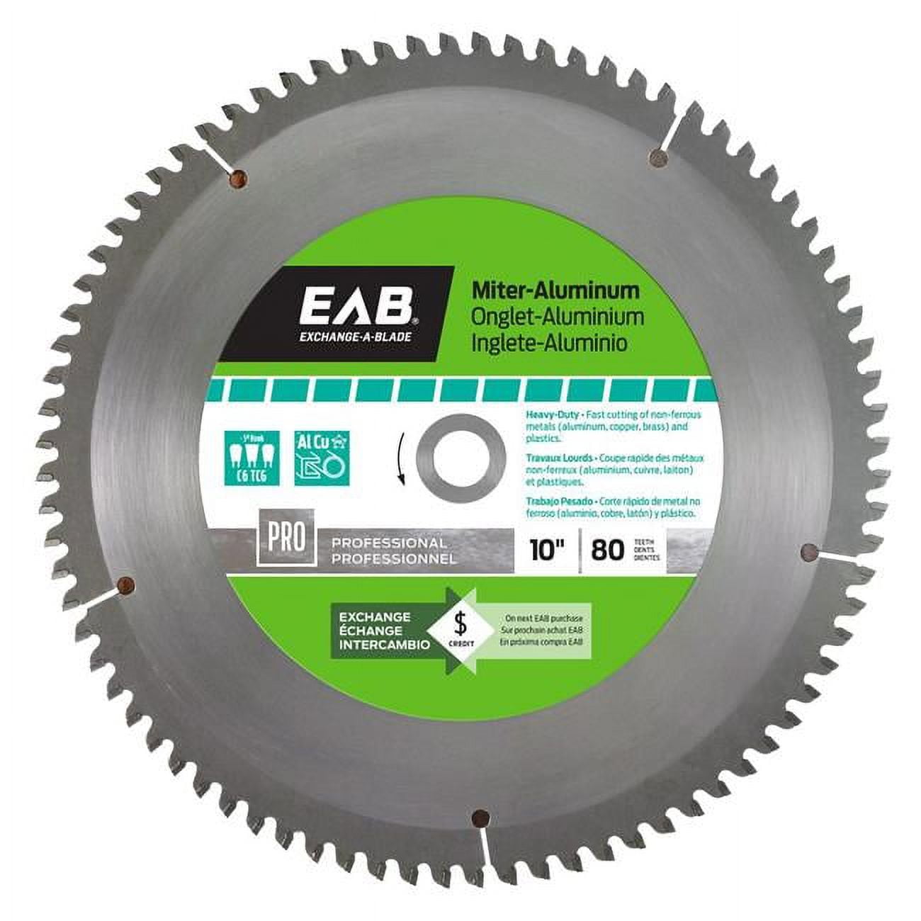 1019672 10 in. x 80 Teeth Metal Cutting Miter Aluminum Professional Recyclable Exchangeable Saw Blade -  Exchange-A-Blade