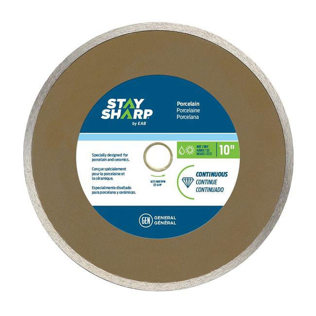 2120392 10 in. Continuous Rim Porcelain Tile Bronze Diamond Blade - Recyclable -  Stay Sharp