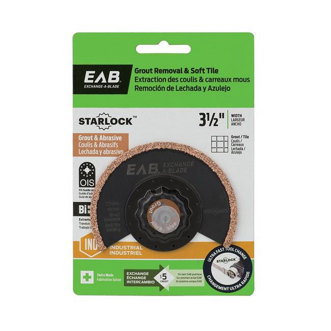 1071392 3.5 in. Bimetal Grout & Tile - Starlock Industrial Oscillating Accessory - Exchangeable -  Exchange-A-Blade