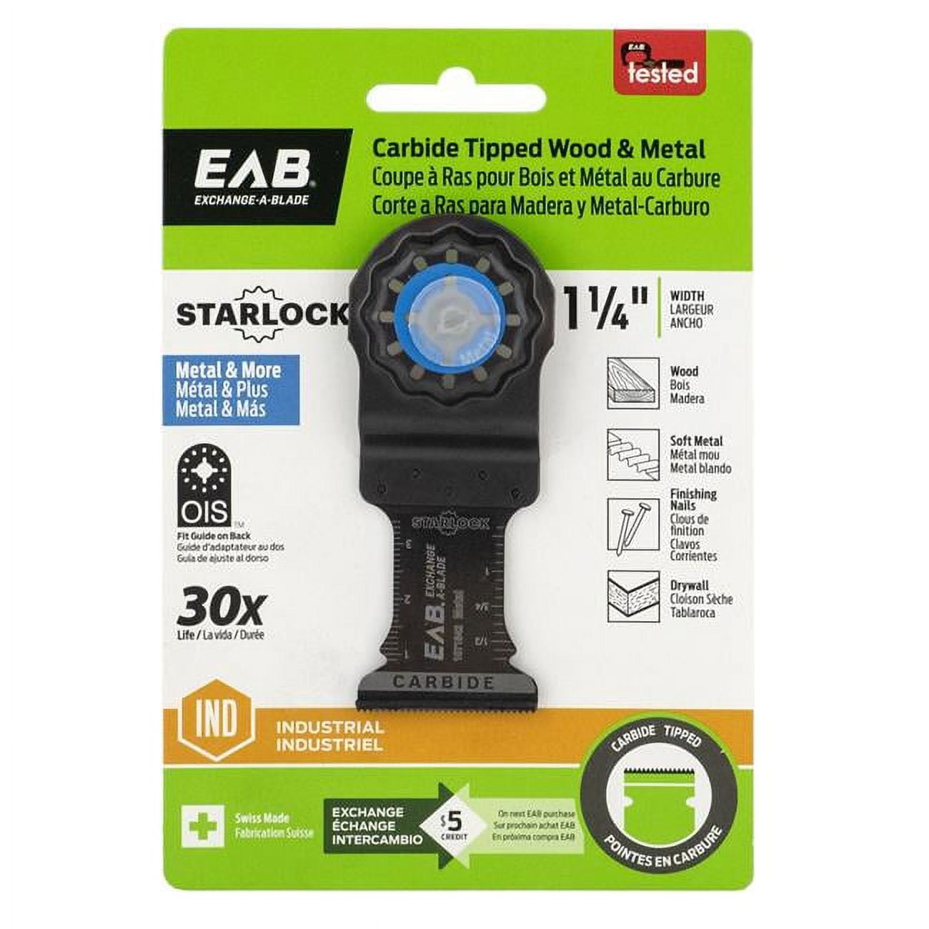 1071542 1.25 in. Carbide Tipped Flush Cut Wood & Metal Starlock Industrial Oscillating Accessory - Exchangeable -  Exchange-A-Blade