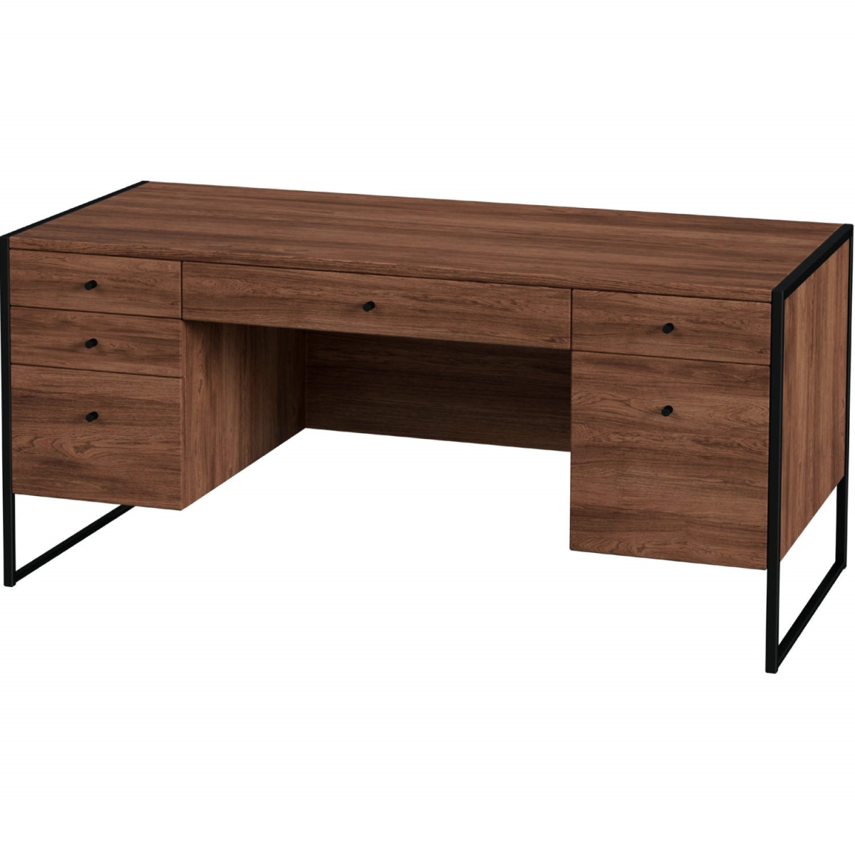 Picture of Butler Specialty 5573421 64 x30 x 28 in. Drake Drake 2 Drawer Iron & Wood Writing Desk&#44; Brown