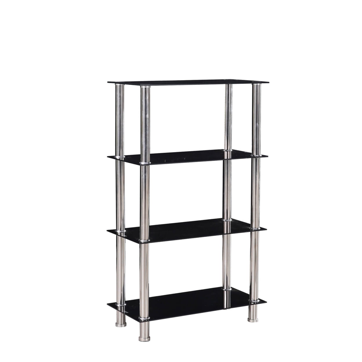 Picture of Better Home 616859963733 40 x 24 x 12 in. Jane Decorative Glass 4 Tier Shelves Bookcase&#44; Silver & Chrome