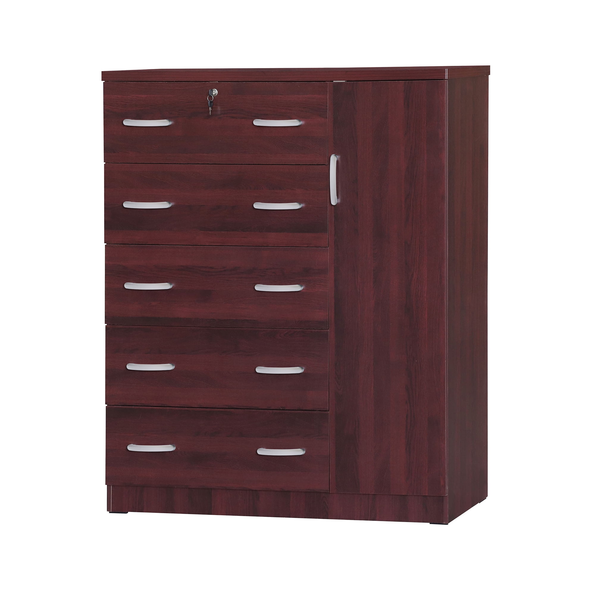 56 x 48 x 16 in. JCF Sofie 5 Drawer Wooden Tall Chest Wardrobe, Mahogany -  KD Muebles de dormitorio, KD3360341