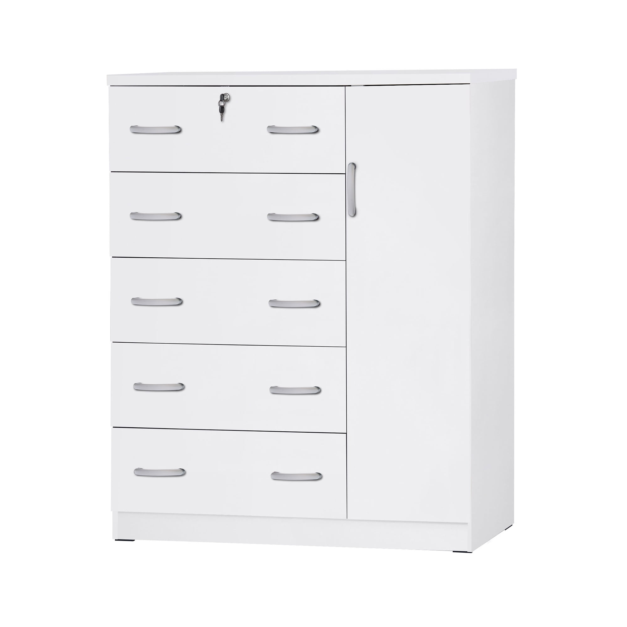 56 x 48 x 16 in. JCF Sofie 5 Drawer Wooden Tall Chest Wardrobe, White -  KD Muebles de dormitorio, KD2536498