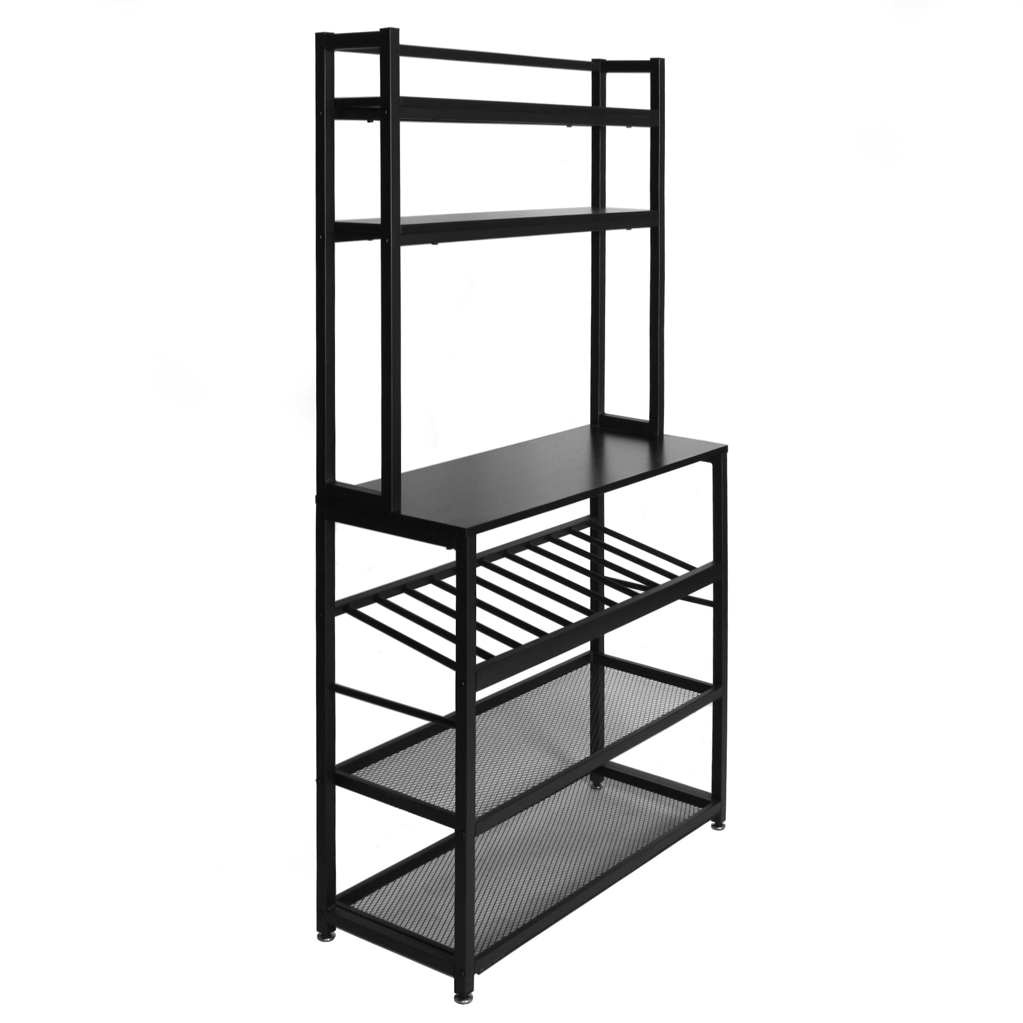 Picture of Better Home 616859965478 66.5 x 35.5 x 13.75 in. 6 Tier Metal Kitchen Bakers Rack with Wine Rack, Black