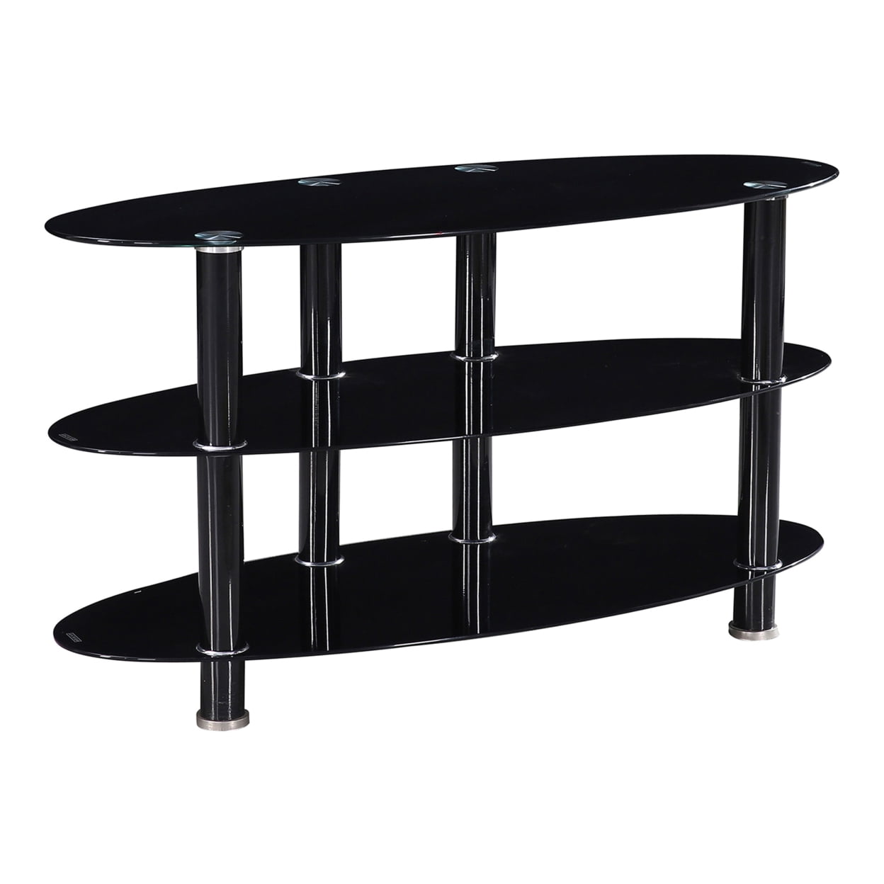 Picture of Better Home TV-1350-BLK Neo Oval Tempered Glass TV Stand for 40 in. TV&#44; Black - 21 x 39.5 x 16 in.