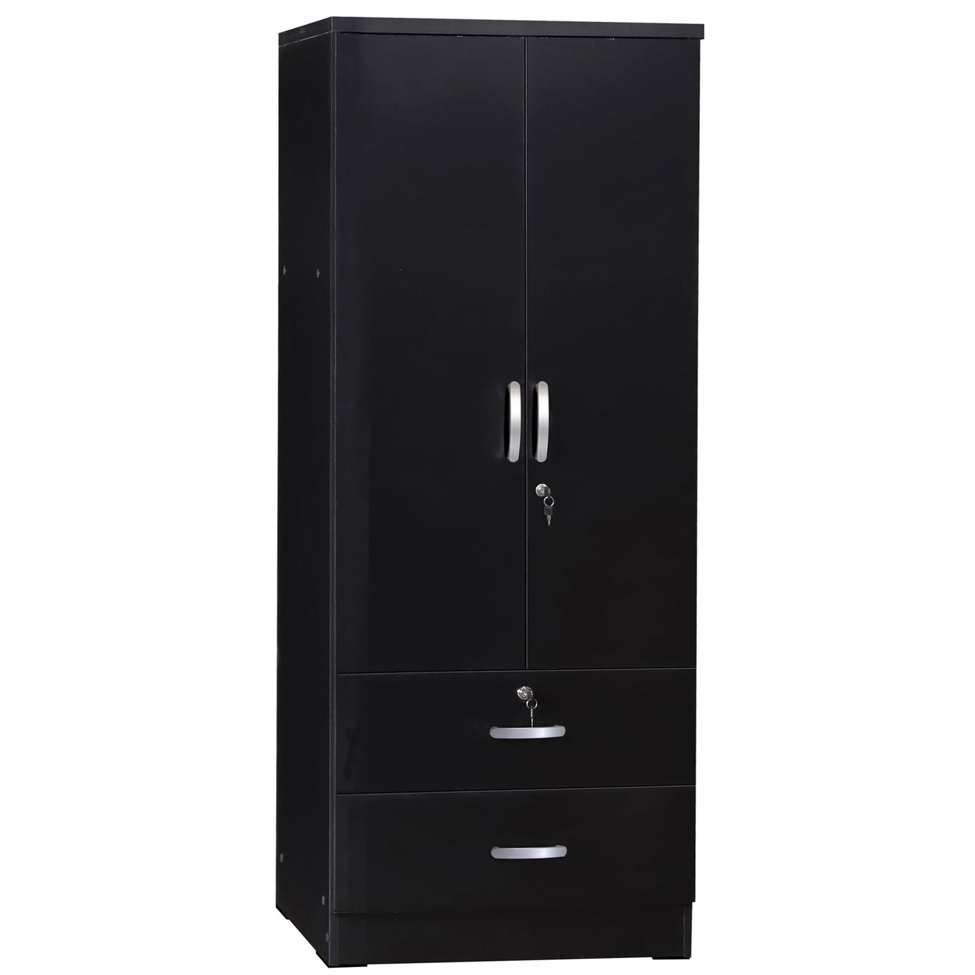 Picture of Better Home NW-108-BLK Grace Wood 2-Door Wardrobe Armoire with 2-Drawers&#44; Black