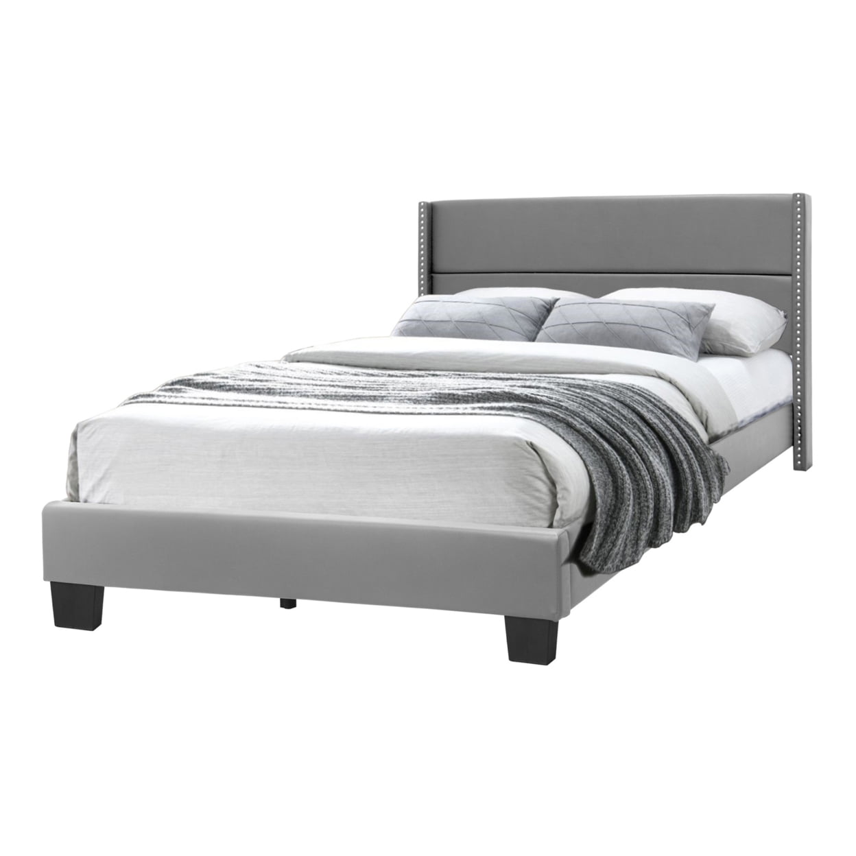 Giulia Queen Size Faux Leather Upholstered Platform Bed, Gray -  LatestLuxury, LA2820689