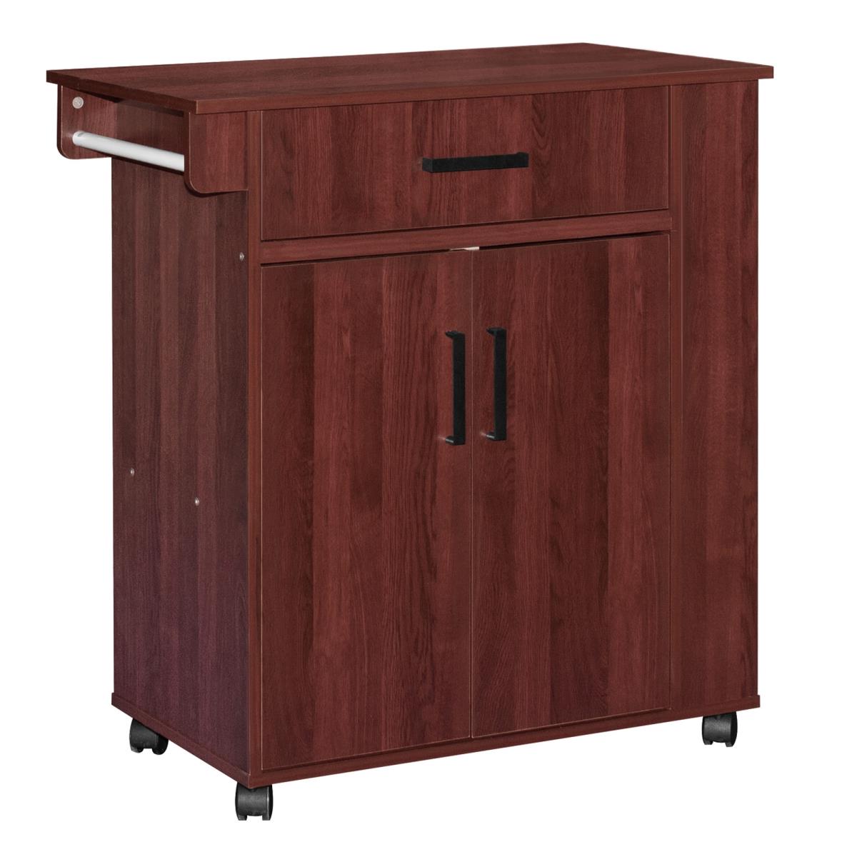 Picture of Better Home Products 2129-MAH-SHELBY Shelby Rolling Kitchen Cart with Storage Cabinet, Mahogany