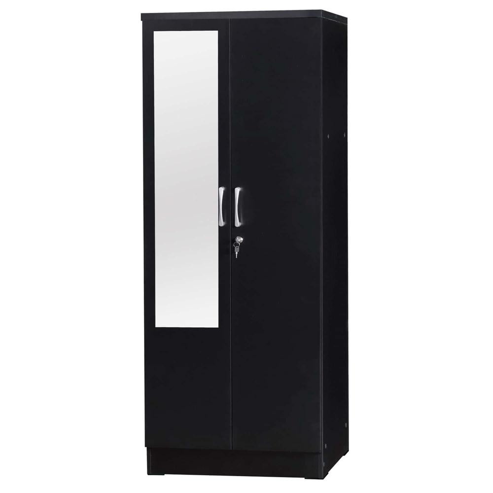 Picture of Better Home Products NW104-M-BLK Harmony Two Door Armoire Wardrobe Cabinet with Mirror, Black