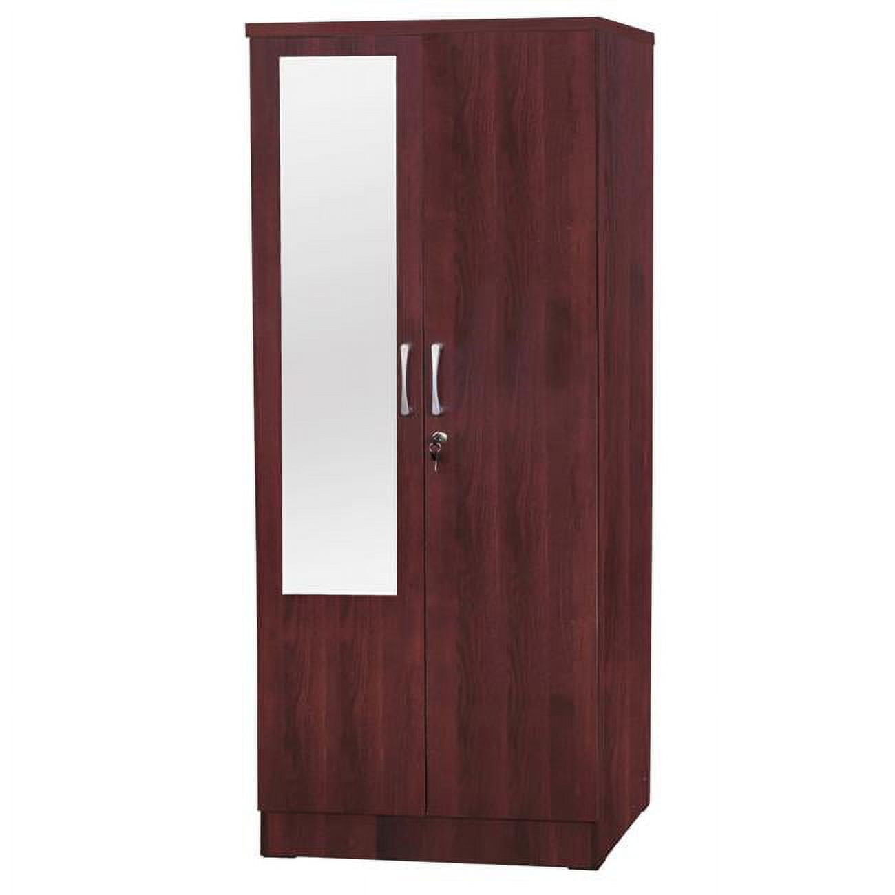 Picture of Better Home Products NW104-M-MAH Harmony Two Door Armoire Wardrobe Cabinet with Mirror, Mahogany