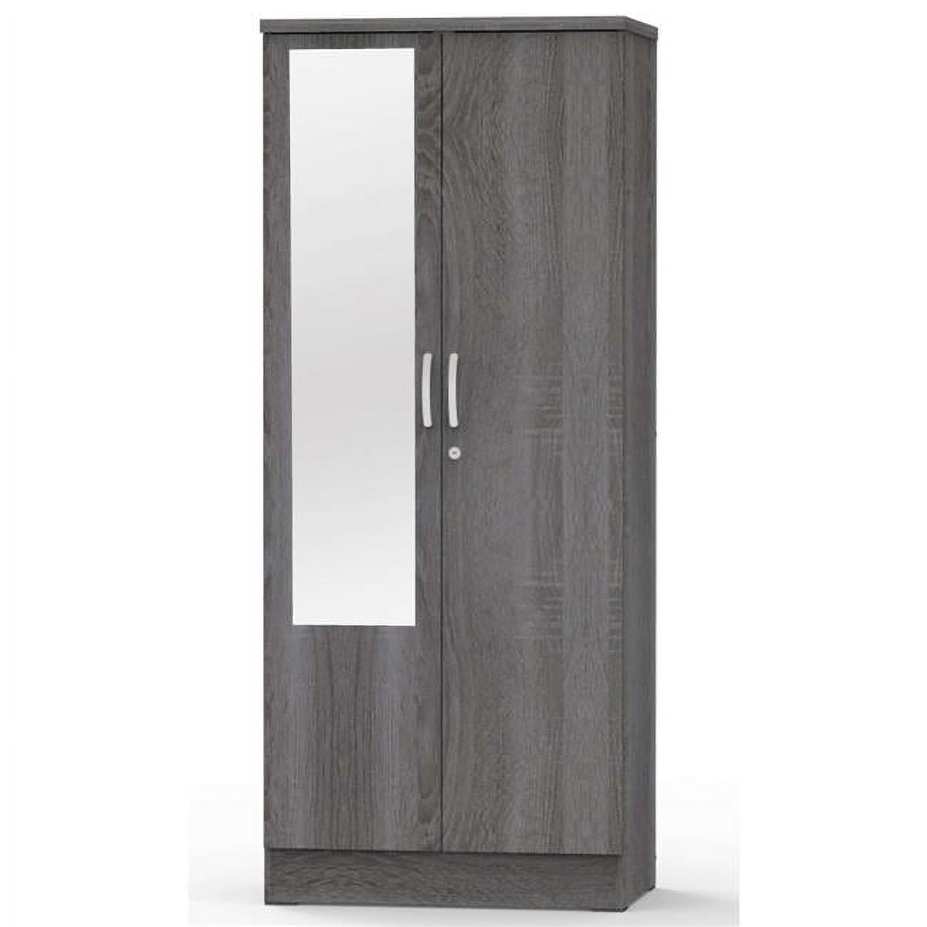 Picture of Better Home Products NW104-M-GRY Harmony Two Door Armoire Wardrobe Cabinet with Mirror, Gray