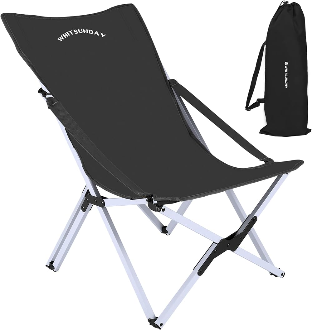 BC-Black Outdoor Camping Folding Butterfly Chair with Pillow, Black