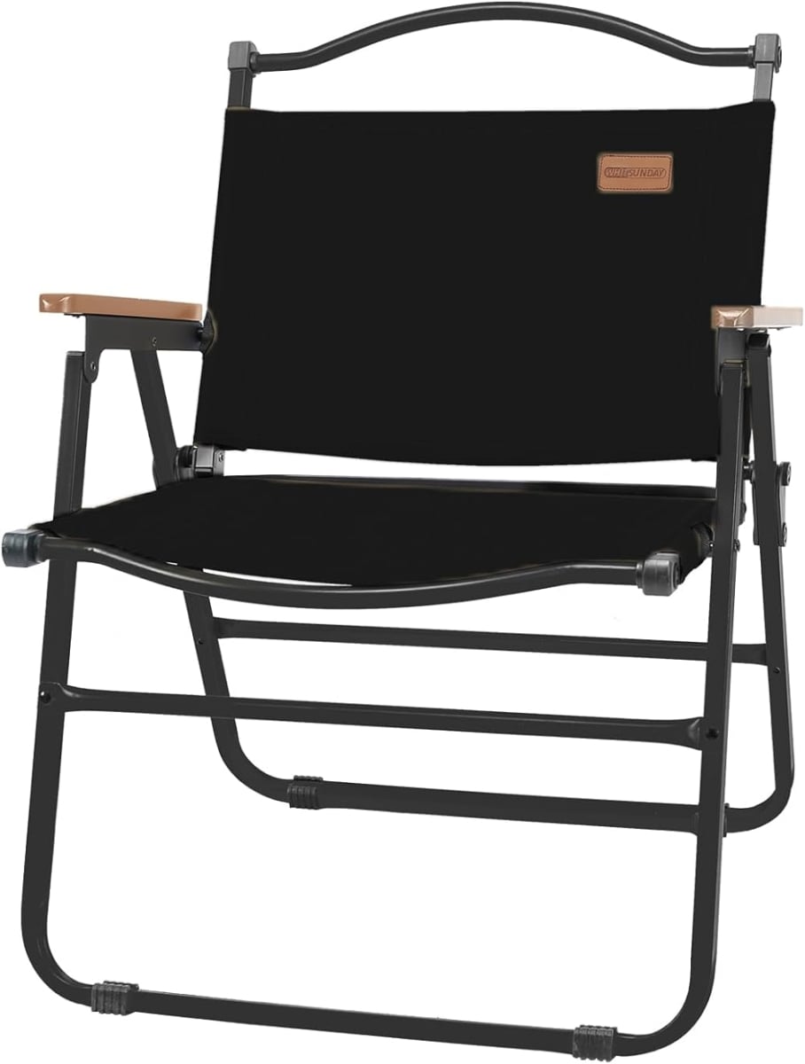 Foldable Portable Camping Chair, Black - Large
