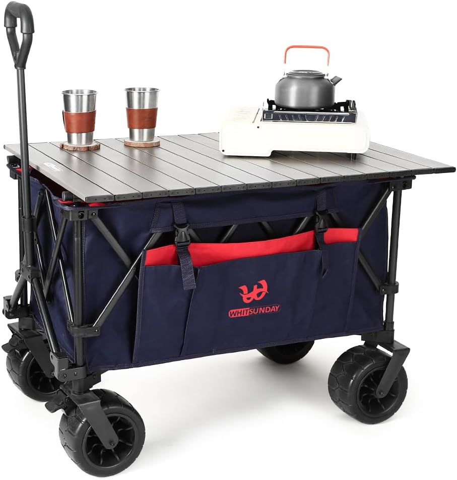 G2-074PLUS-TB-DB Moko Compact Plus Outdoor Camping Garden Folding Collasible Wagon Cart, Dark Blue