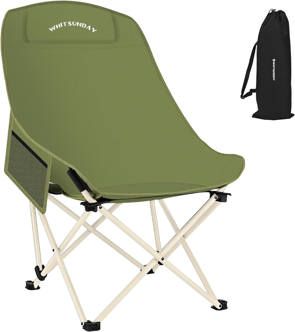 MC-Plus-Green Compact Backpacking Outdoor Chair with Side Pocket, Green
