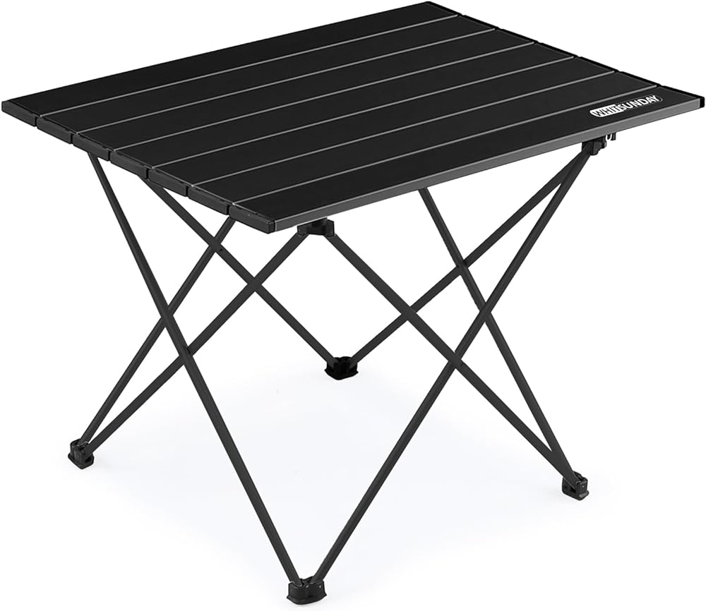 Tbl2-Alu-M-Blk Outdoor Ultralight Portable Camping Side Table, Black - Medium